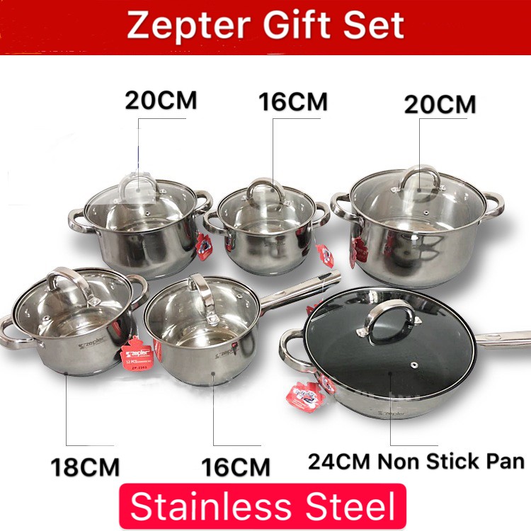 High Quality Zepter Cookware ZP2203 12Piece Stainless Steel Cookware