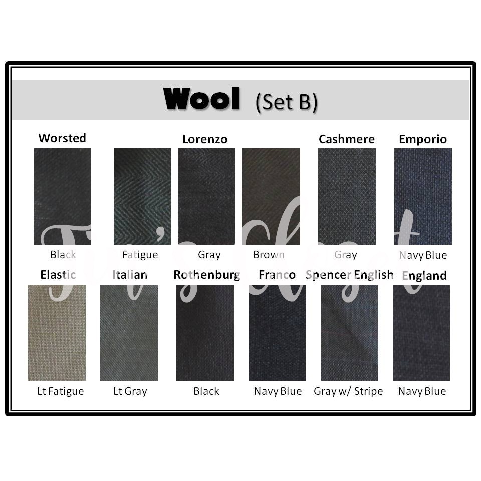 Wool Fabric 60" width Set B (for slacks, suits, skirts) Shopee