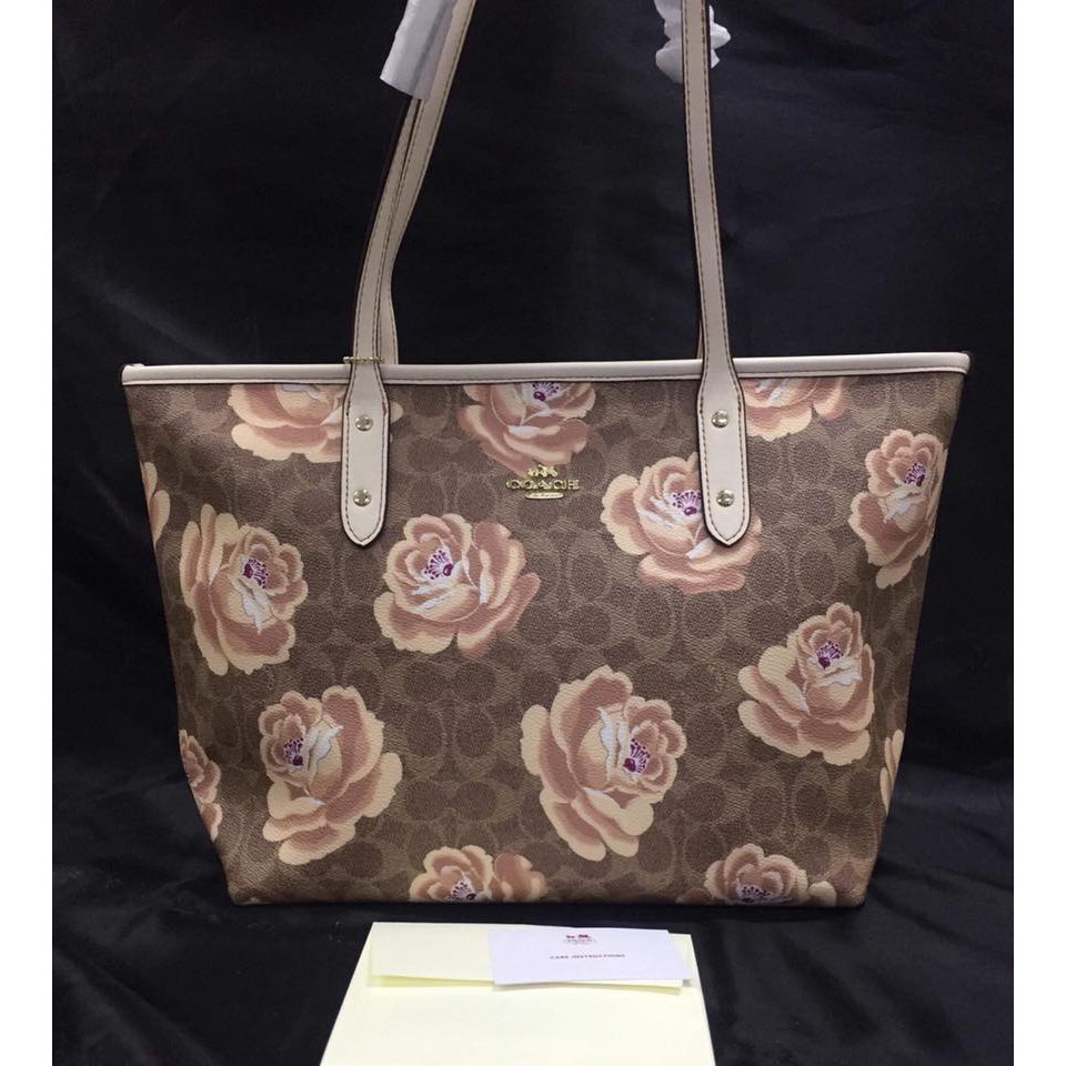 coach rose print bag