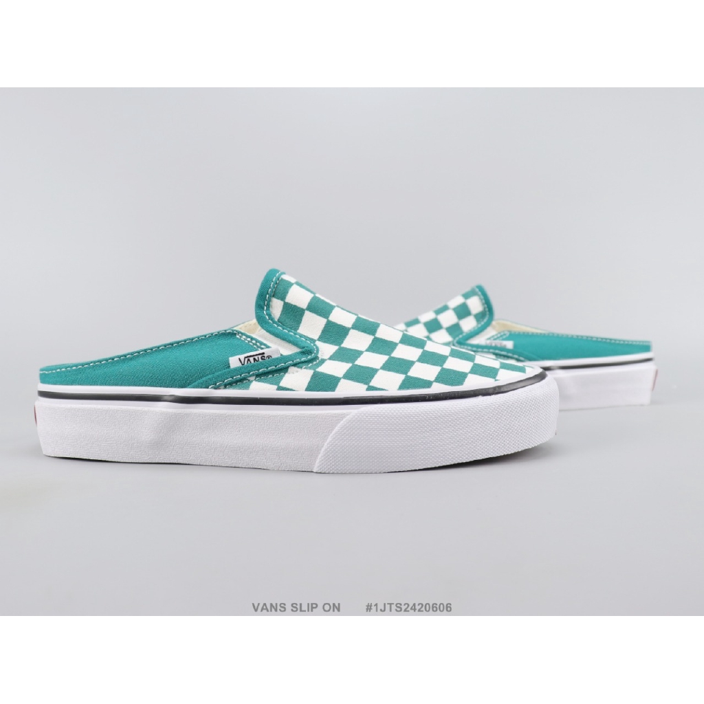 green and white checkerboard vans