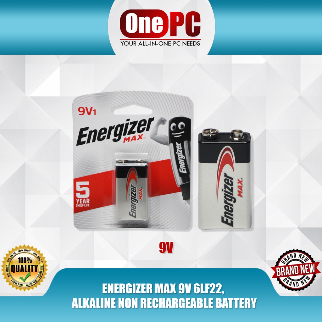 ENERGIZER MAX 9V 6LF22, ALKALINE NON RECHARGEABLE BATTERY Shopee