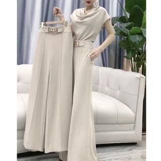 Casual Wide-Leg Pants Suit 2021 New All-Matching Western Style Younger Women's Clothing Fashion Matching Two-Piece Summer Thin