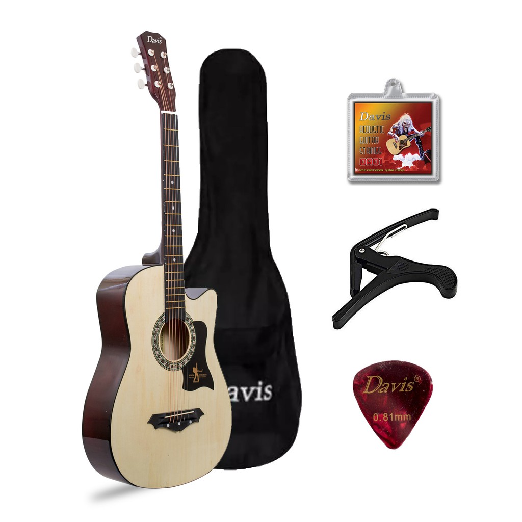 Brand New Davis Acoustic Guitar w/ Capo and FREEBIES Shopee Philippines