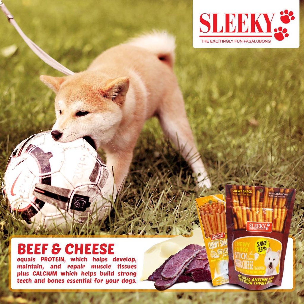 Sleeky Chewy Snack Strap 175g - Beef & Cheese Flavor - Dog Treats - petpoultryph vf1Q #3