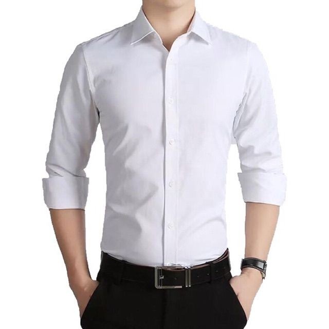 Formal Office Plain Long Sleeve Polo For Men White Black Colors ...