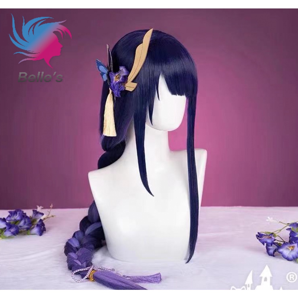 Raiden Shogun Wig Genshin Impact Raiden Ei Cosplay 90cm Purple Wigs