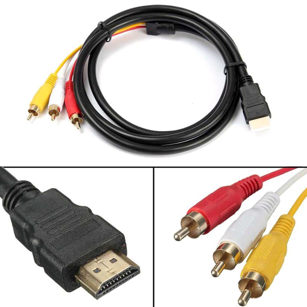Cable Male To 3RCA AV Composite Male Connector Adapter