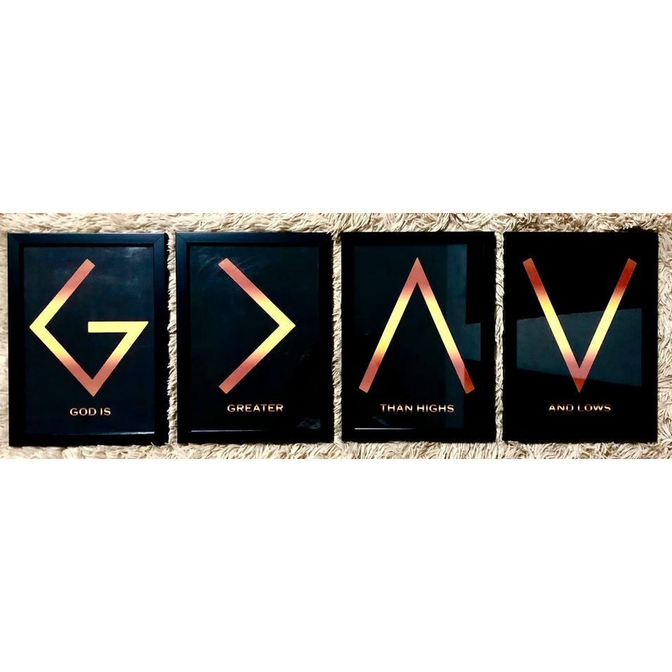 4pcs set - God is Greater than Highs and Lows BLACK GOLD- WALL FRAMES HOME  DECOR | Shopee Philippines