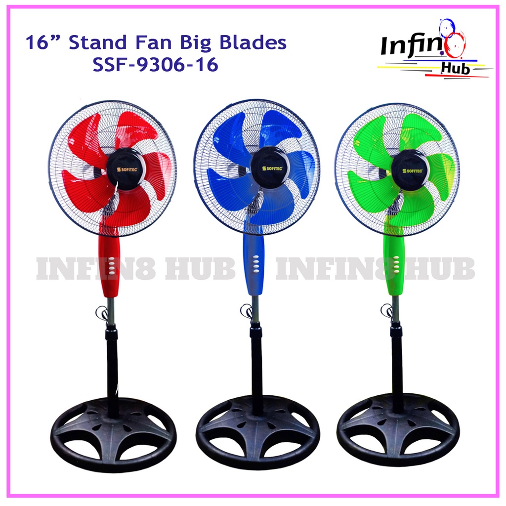 Sofitec SSF930616 16" Stand Fan 5 Big Blades Adjustable Wind Mill
