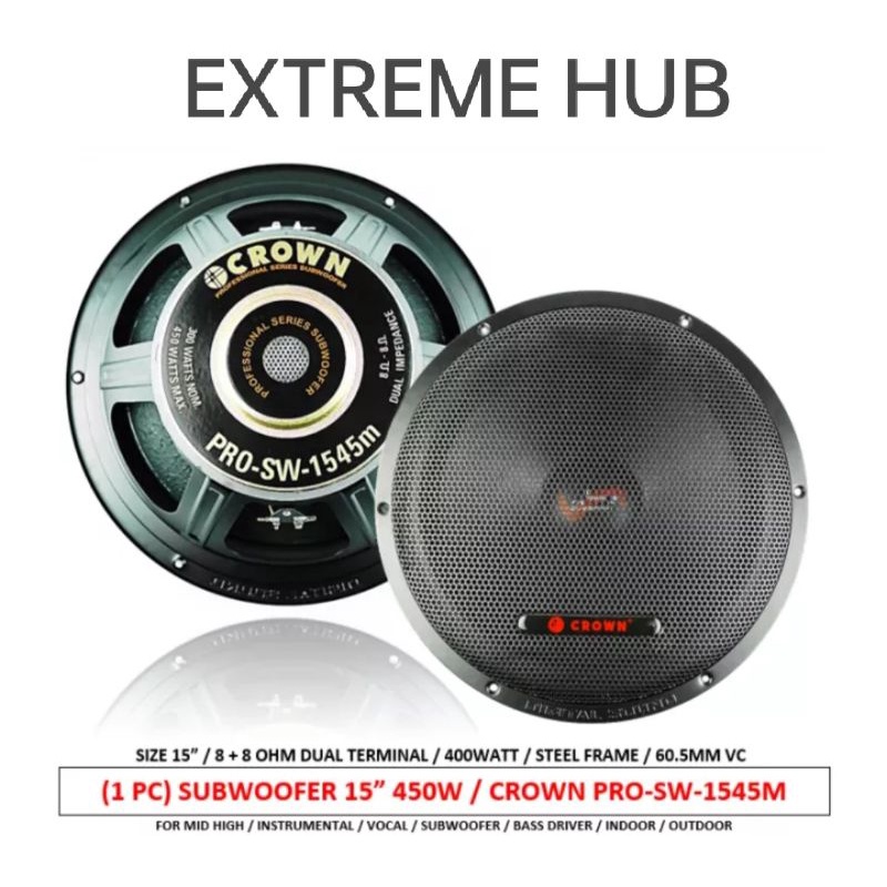 CROWN PROSW1545M 15" PROFESSIONAL SUBWOOFER SPEAKER 450W Shopee