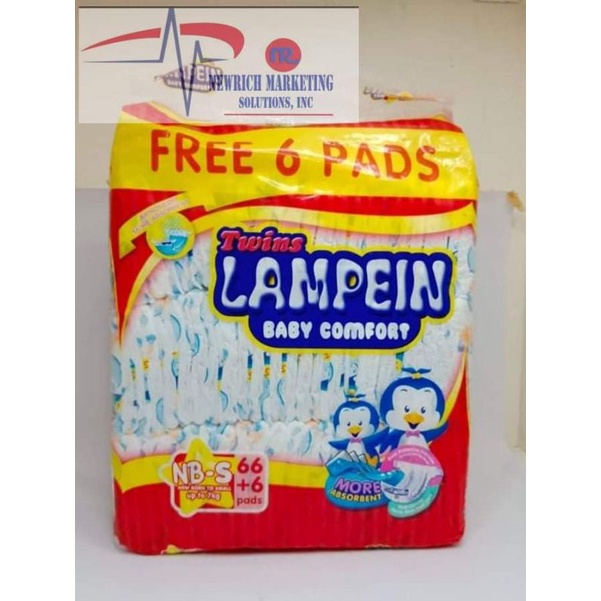 Twins Lampein Baby Diaper Newborn (Small) 66pcs+6pads