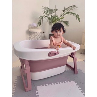 BIG Foldable Collapsible Bath Tub w/ Cushion, Stool, Shower Cap, Rinse Cup, Bath Sponge, Toys Large #4