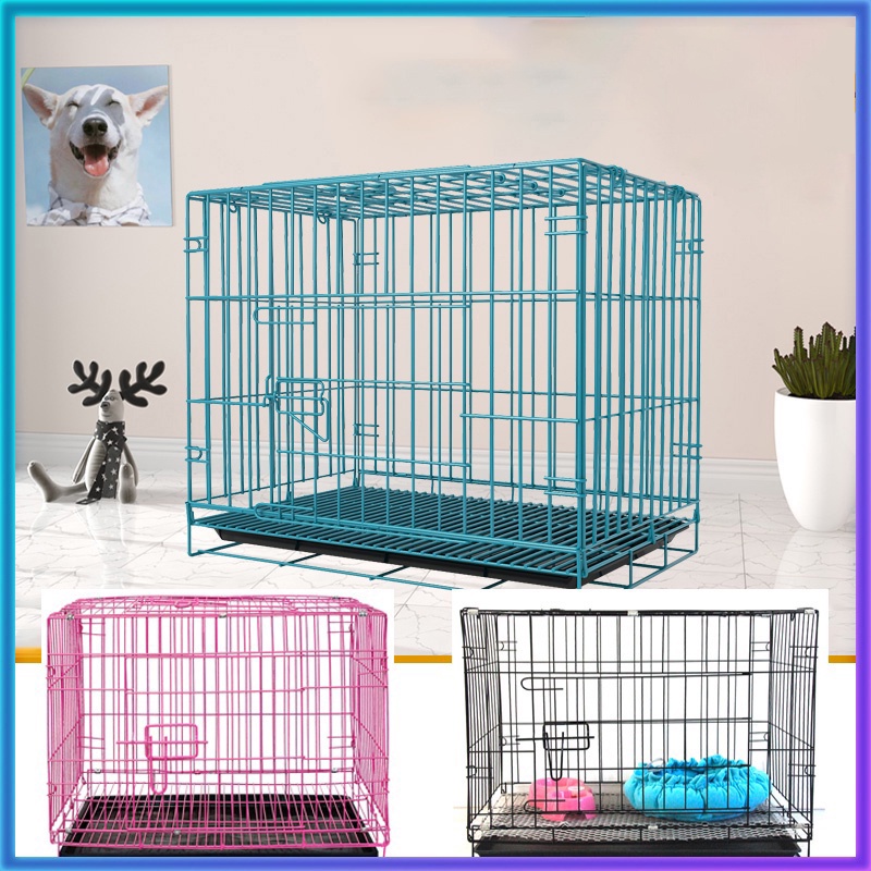 Dog Cage with Poop Tray Heavy Duty Pet Collapsible Cage Foldable Pet ...