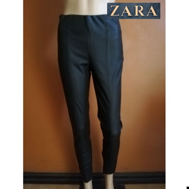 leather pants with zippers zara