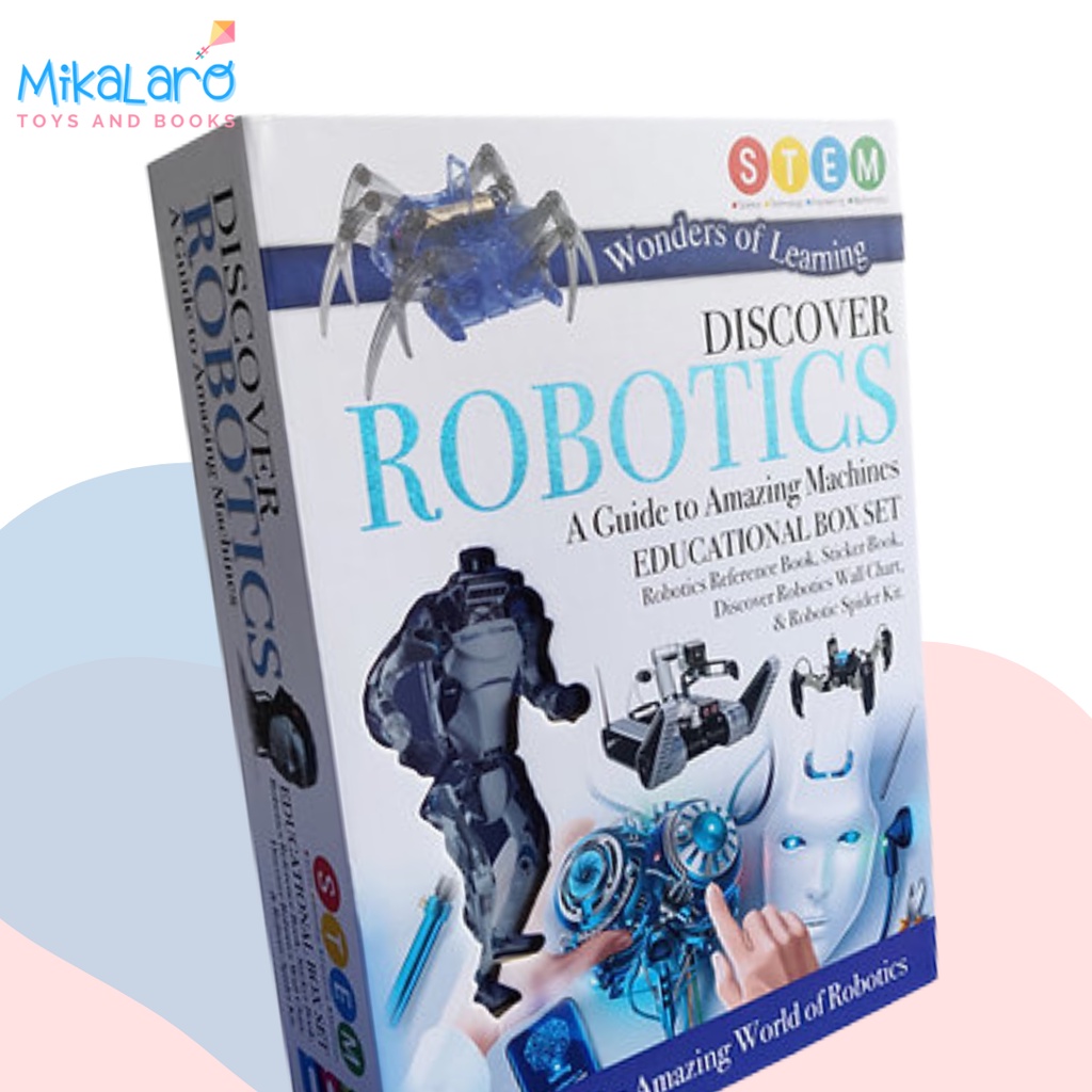 Wonders of Learning STEM Box Set Robotics includes reference and sticker books, wall chart