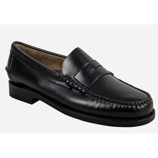 Original Sebago Mens Black Leather Shoes Classic Dan Penny Loafers