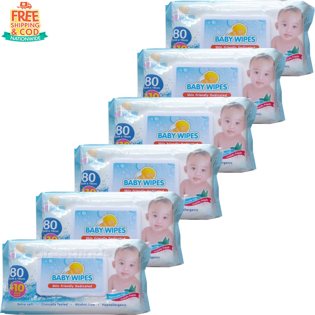 COD Set of 6 Cherub Baby Wipes 80+10 Sheets FREE! | Shopee Philippines