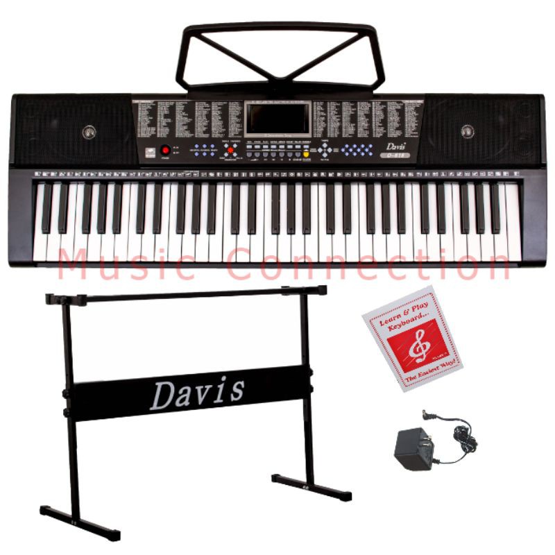 Davis D618 KEYLIGHT 61Keys Electronic Keyboard Piano Organ w/ Stand ...