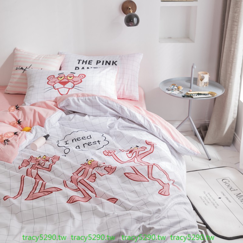 Pink Cartoon Girl Cotton Double Bed Sheets Duvet Cover Set