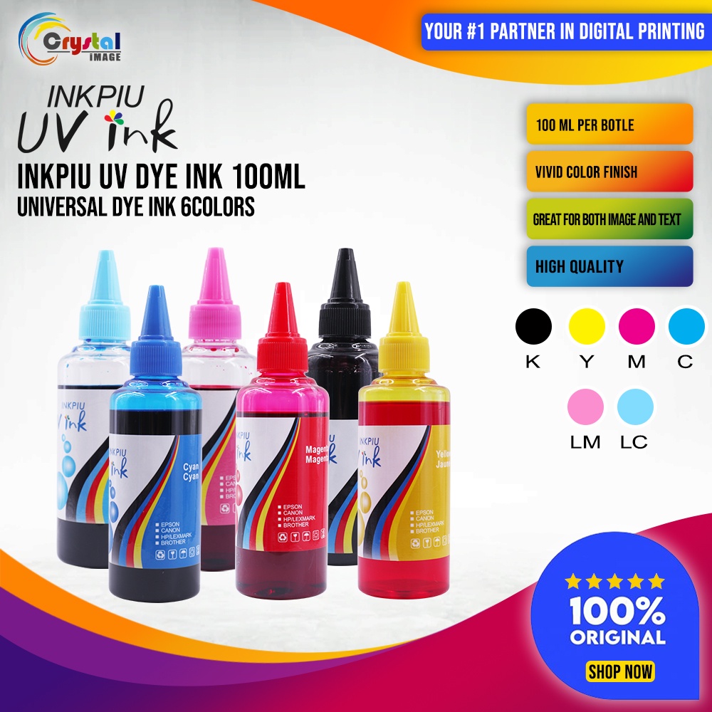 Inkpiu UV DYE INK 100ml for Printer Universal Dye Ink 6colors Shopee