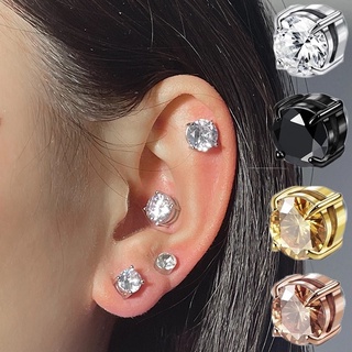 Crystal Zircon Not Easy To Fall Off Earrings / Easy To Wear Silver Magnetic Banquet Decoration Ear Clips #5