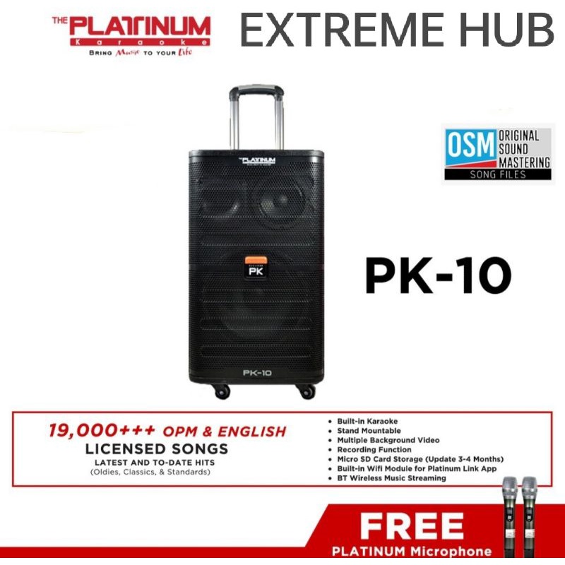 PLATINUM KARAOKE PK10 BUILTIN KARAOKE TROLLEY SPEAKER 19,000+++ SONGS