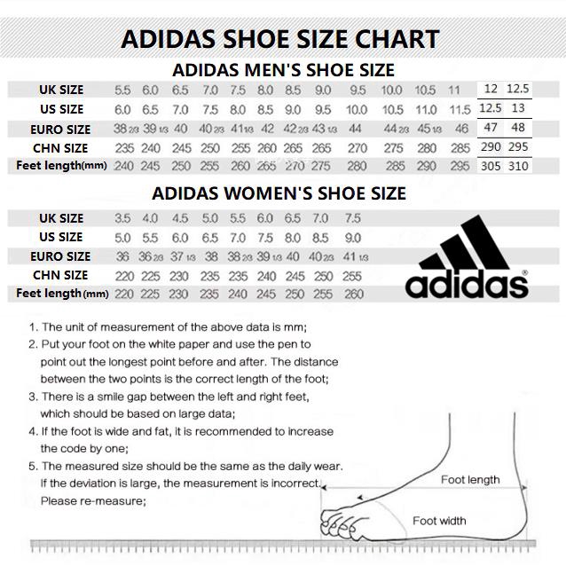 adidas slides size chart