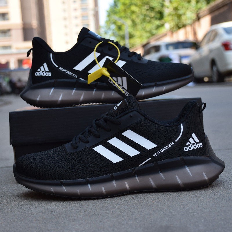 Adidas running shoes Low Cut black white men's shoes leisure travel breathable sneakers #3
