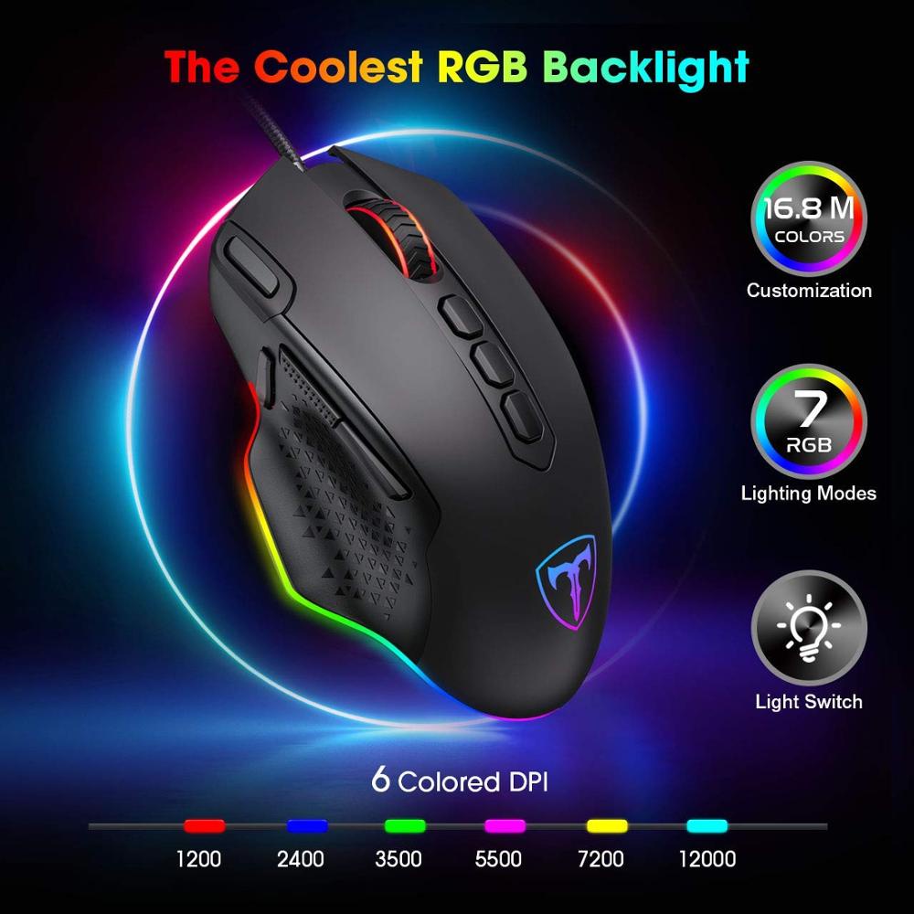 ShopeeTop10☂PICTEK 12000DPI Wired Gaming Mouse Gamer Ergonomic Mouse ...