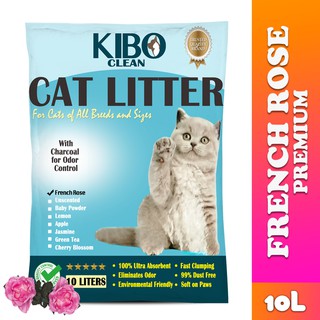 Kibo Clean Clumping and Odor Control Cat Litter Charcoal Premium French Rose 10L Cat Litter Sand