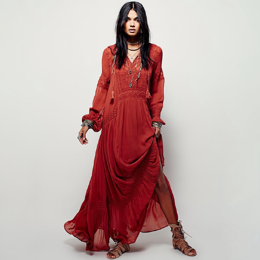 elegant long sleeve maxi dress