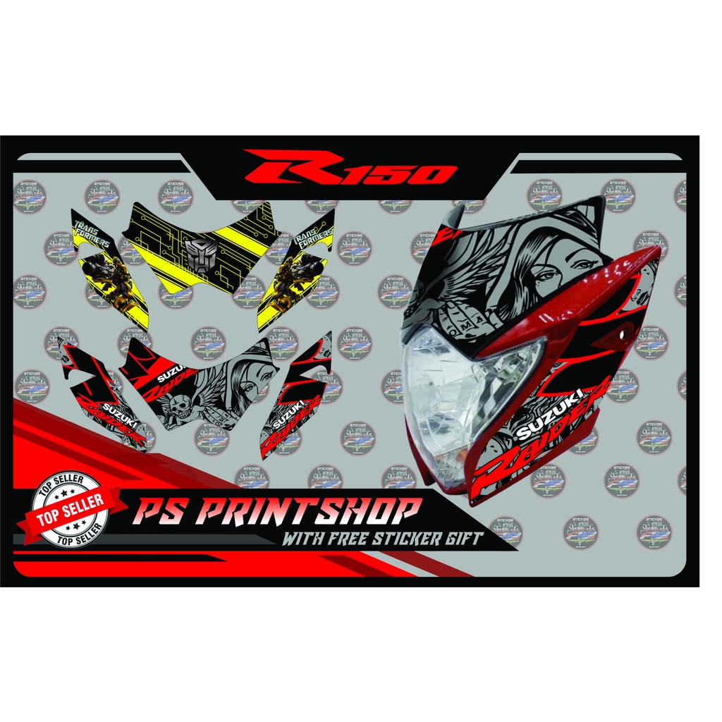 Raider 150 R150 Cowling Head Light Suzuki Sticker Decals Durable and