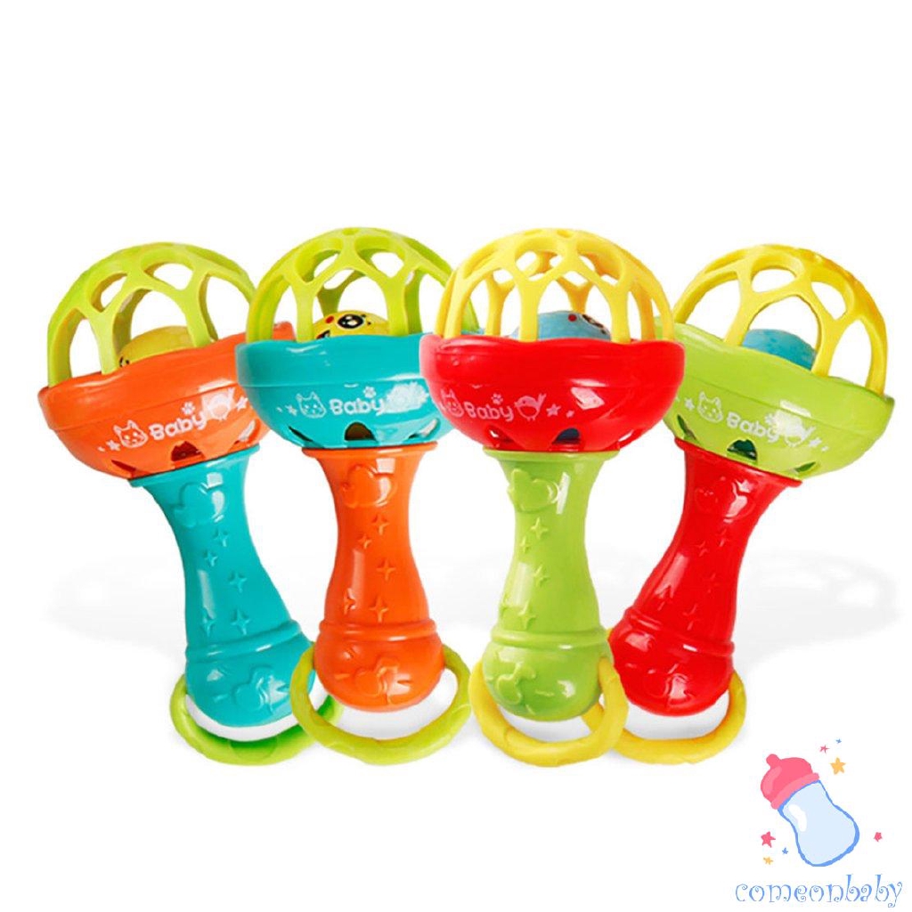 Soft rubber teether rattle rod baby rattle stick teether baby hand