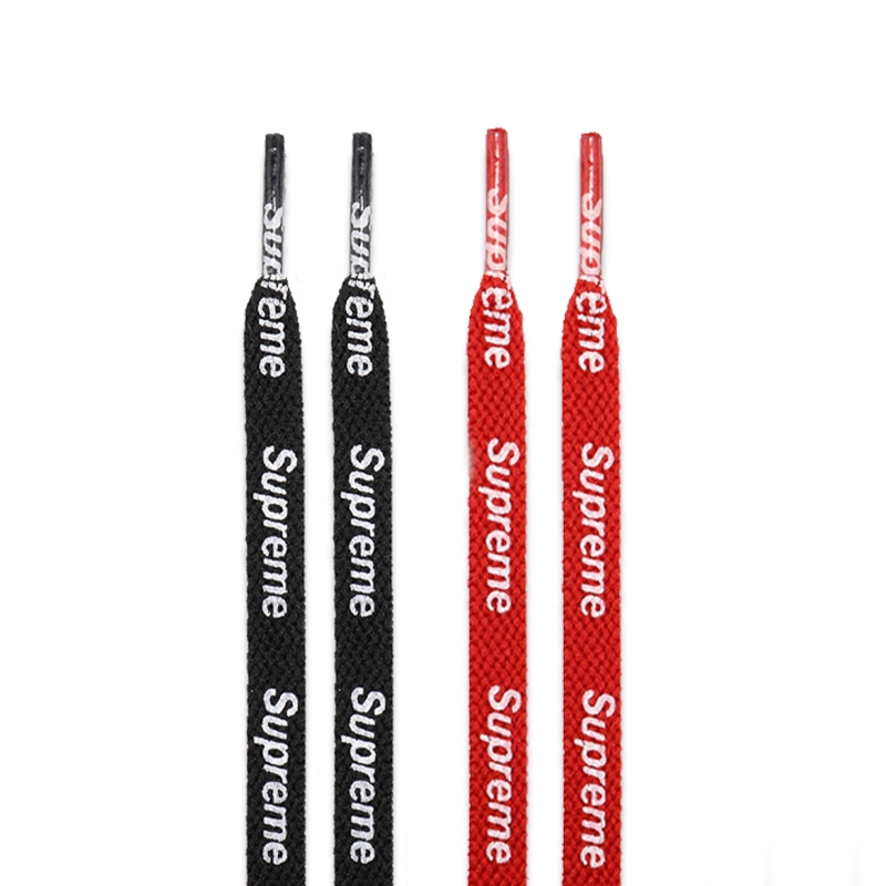 RED OR BLACK SUPREME Shoelaces Double Sided Stamped Logo