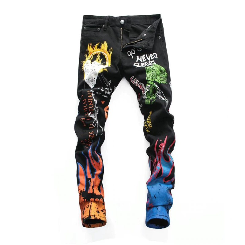 designer jeans with paint