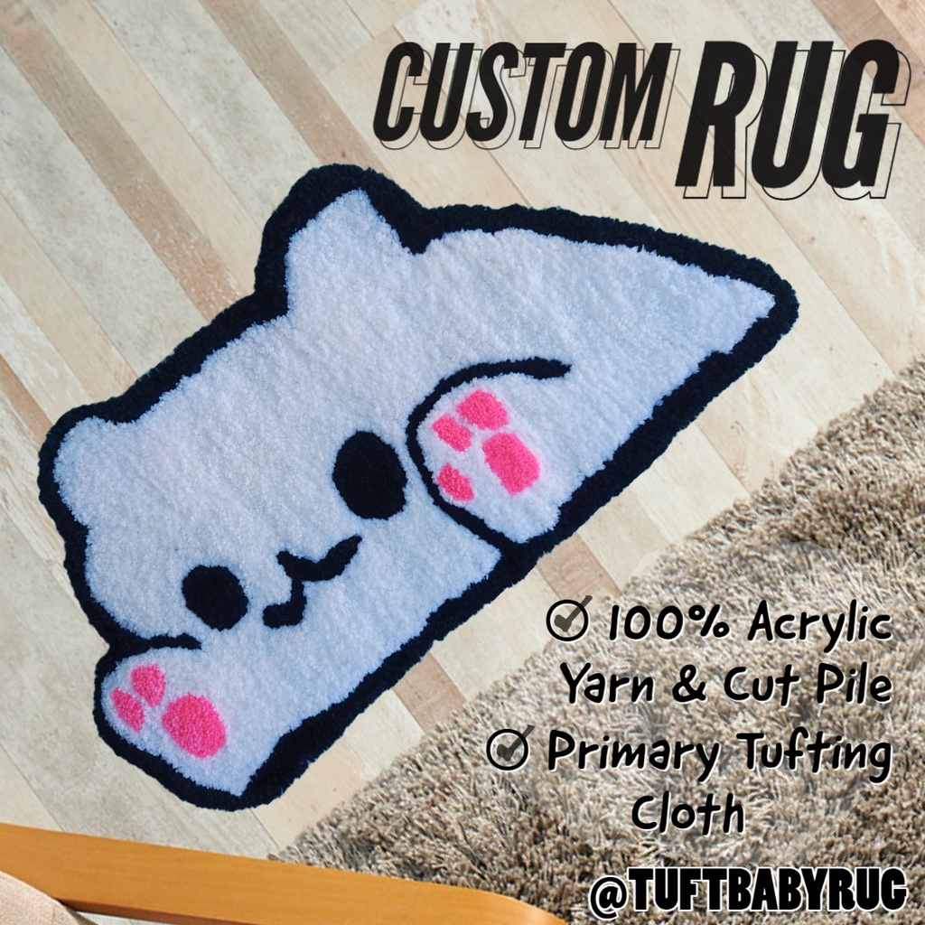 Cute Cat Emoji Custom Tufted RUG 100 HandMade Shopee Philippines