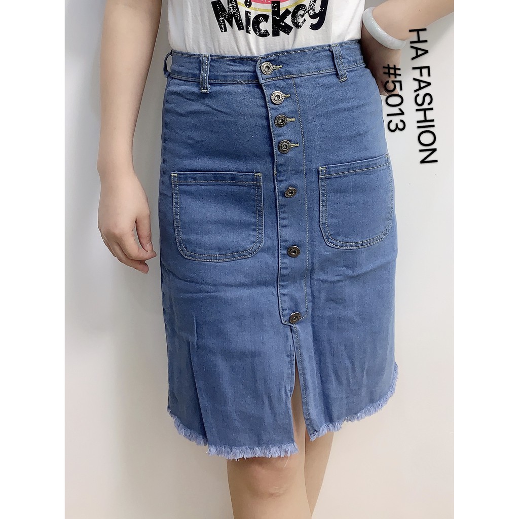 elastic denim skirt