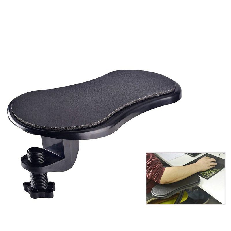 Black Rotating Computer Arm Support,Computer Arm Rest Support for Desk and Chair,Wrist Rest Support for Keyboard Armrest Extender Rotating Mouse Pad Holder for Table Chair Office