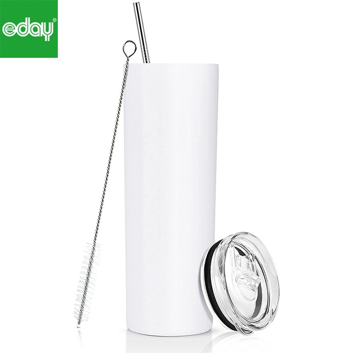 Eday Straw Tumbler Skinny Travel Tumbler with Lid, Vacuum Insulated Double Wall Stainless Steel