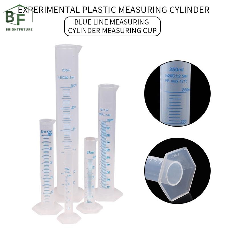 Plastic Graduated Measuring Cylinder Silinder Penyukat Lab Test Tube 0ml 25ml 50ml 100ml 250ml 24