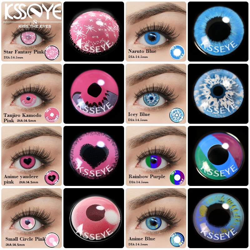 Ksseye 1par2pcs Halloween Cosplay Contact Lenses Comic Con Pink Blue Bright Anime Lenses For 5028