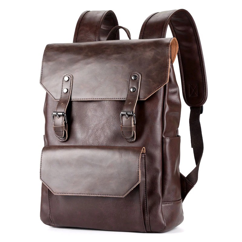 mens vintage leather backpack