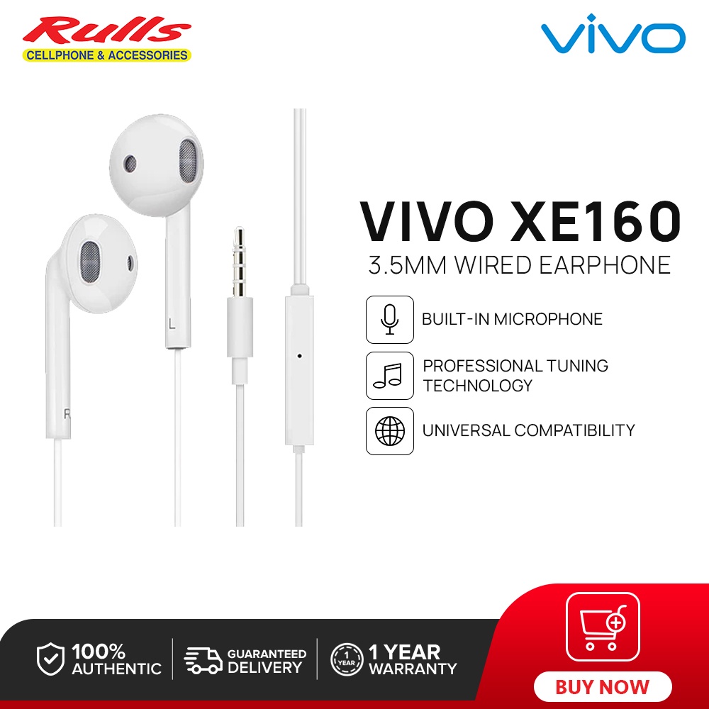 Vivo XE160 3.5mm Wired Earphone Builtin Mic Universal