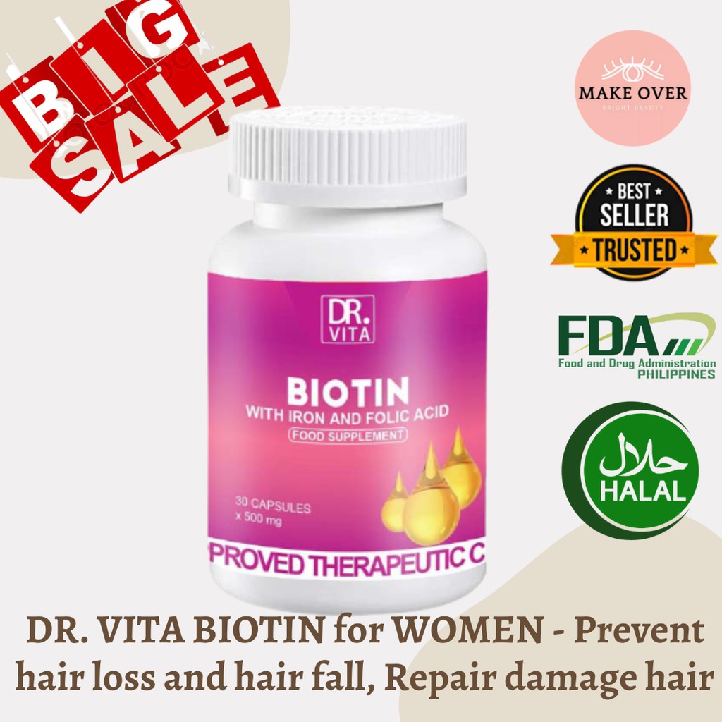 Authentic Dr. Vita Biotin for Women with Iron and Folic Acid for Hair Growth  and hair loss, 30 caps | Shopee Philippines