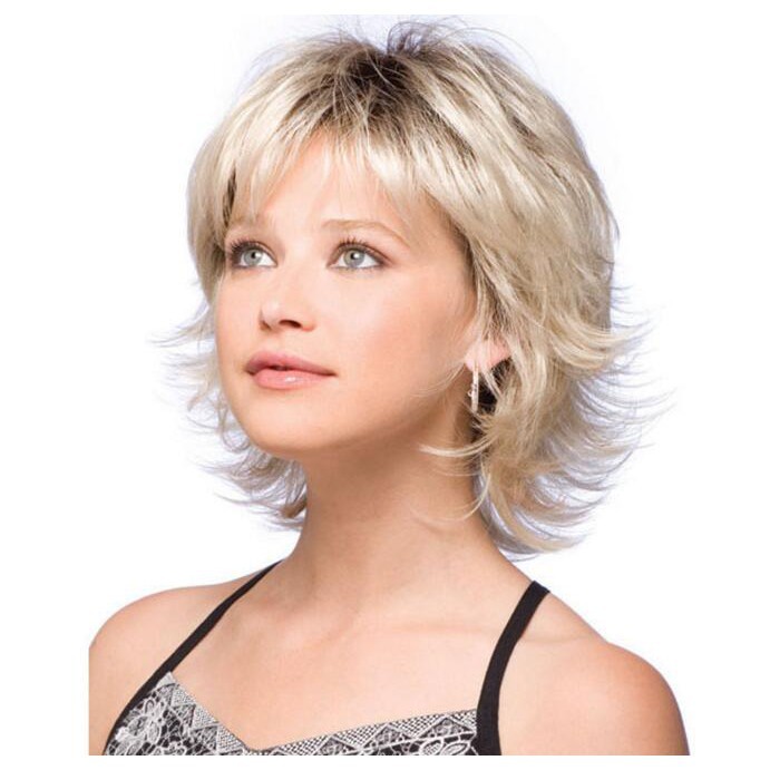 Women White Wig Curls Short Hair Fashion Clip Women Headband Hair