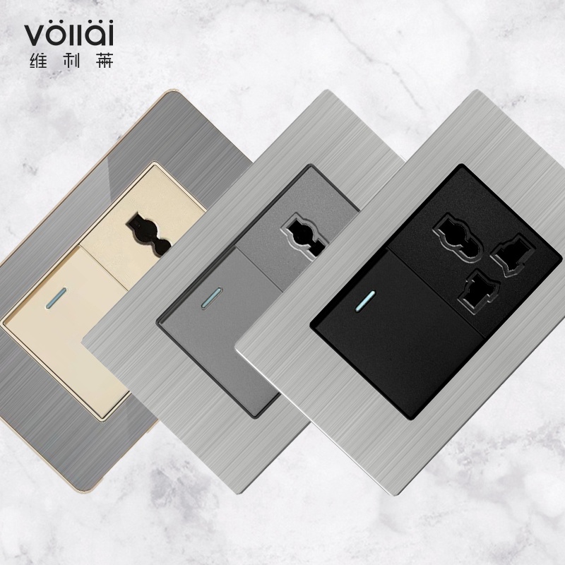 Vollai universal outlet socket with switch for wall 3 pin plug Multiple