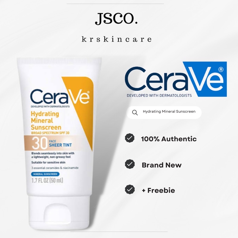CeraVe Hydrating Mineral Sunscreen Broad Spectrum SPF 30 Face Sheer