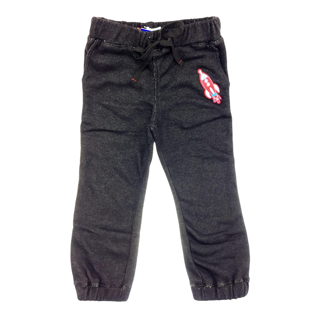Big And Small Frech Terry Jogger Pants With Patch Detail Shopee 