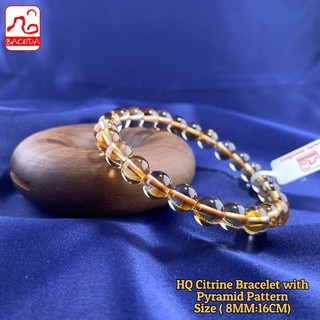 Baceda Natural Crystals of High Quality of Citrine Bracelet with Pyramid Pattern November Birthstone also good for business and attract wealth, revitalize the mind with certificate #3