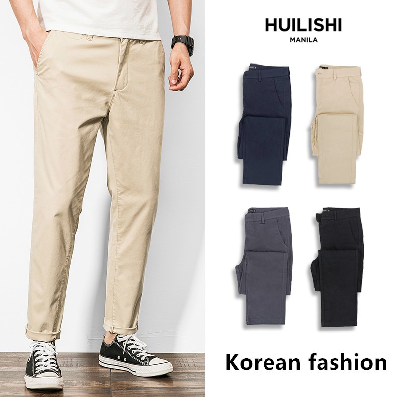 HUILISHI Korean chino pants high quality men's casual comfortable pants